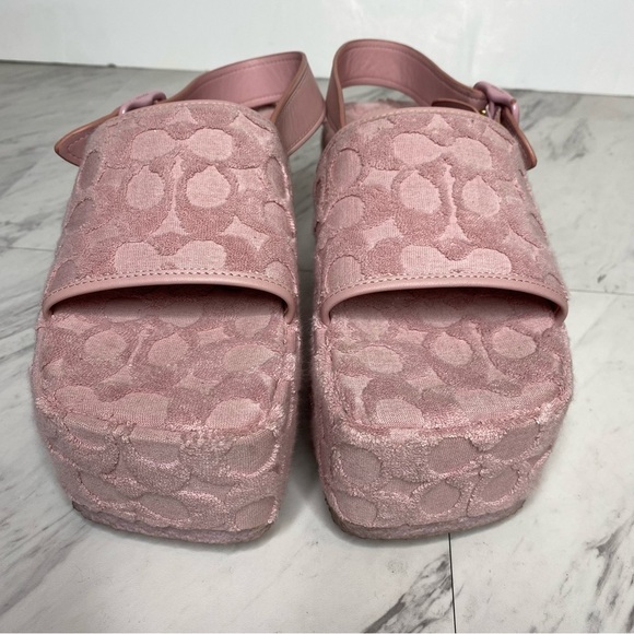 Coach Noelle Light Pink Signature Terry Platform Sandal 9B - Picture 11 of 16